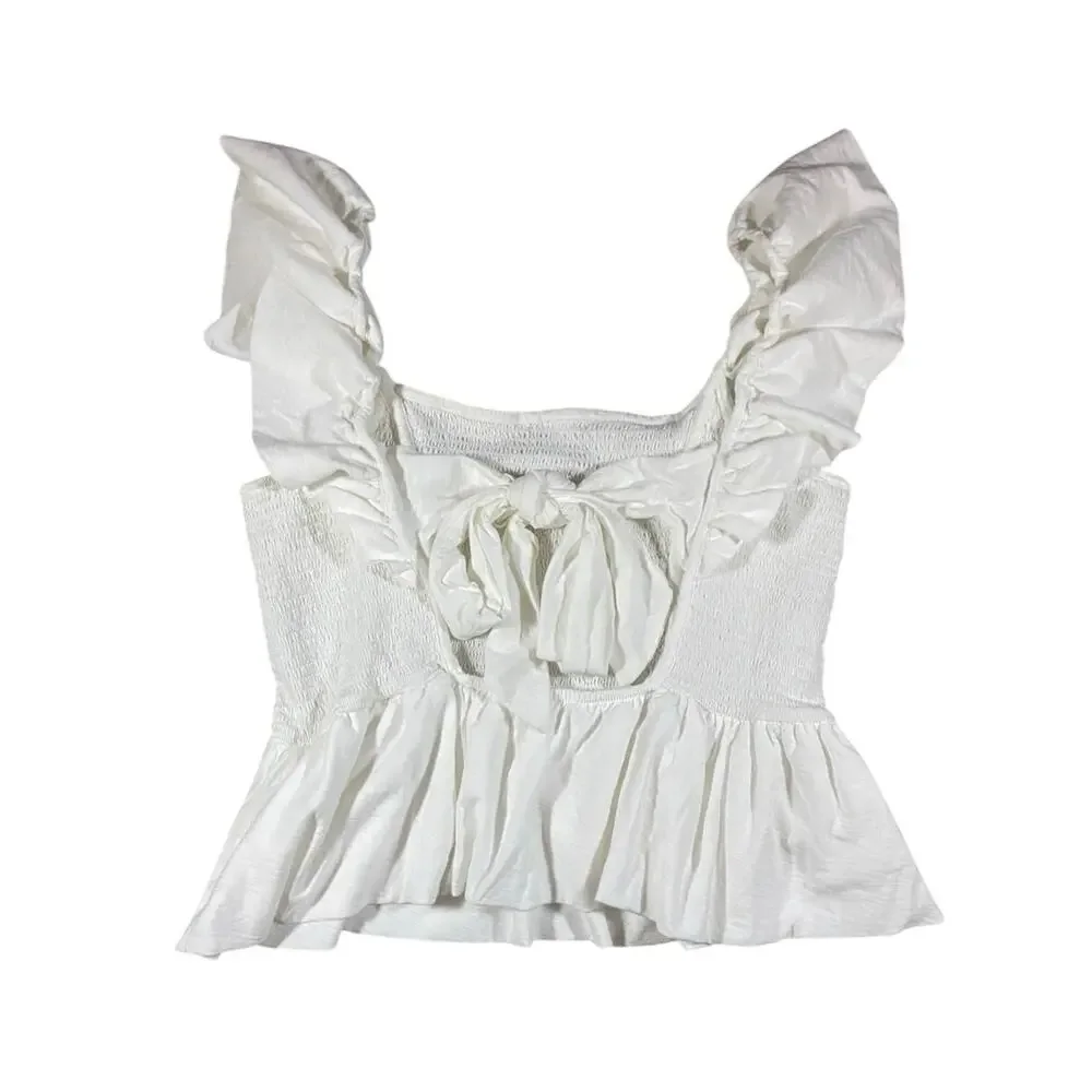 Nation LTD Ruffled Chemise Tie Back Blouse - L - Picture 4 of 5